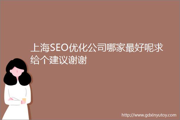 上海SEO优化公司哪家最好呢求给个建议谢谢
