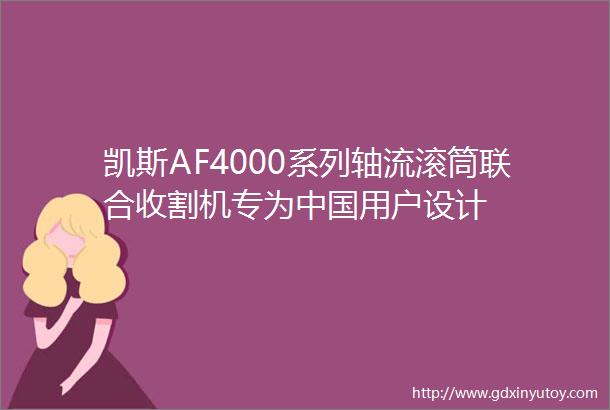 凯斯AF4000系列轴流滚筒联合收割机专为中国用户设计