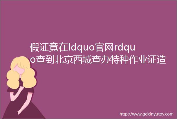 假证竟在ldquo官网rdquo查到北京西城查办特种作业证造假大案
