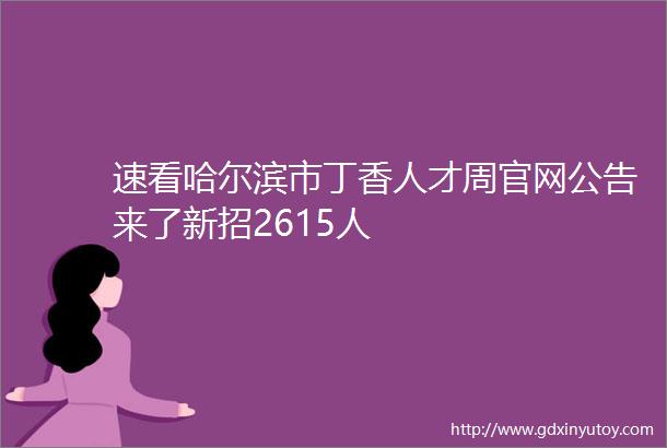 速看哈尔滨市丁香人才周官网公告来了新招2615人