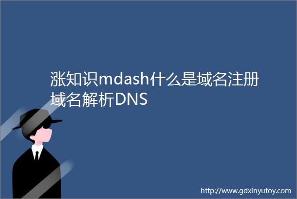 涨知识mdash什么是域名注册域名解析DNS