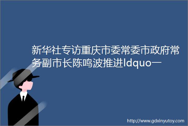 新华社专访重庆市委常委市政府常务副市长陈鸣波推进ldquo一带一路rdquo建设内陆开放高地