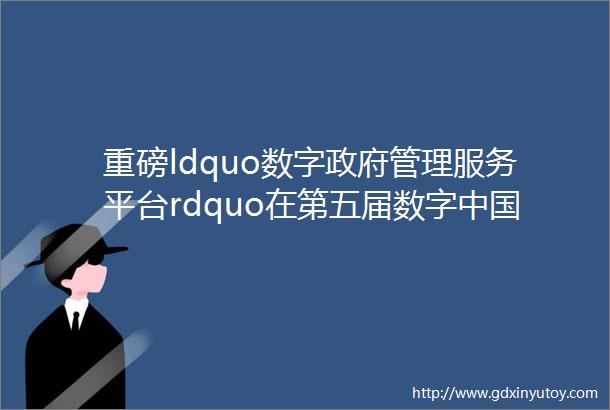 重磅ldquo数字政府管理服务平台rdquo在第五届数字中国建设峰会成功发布