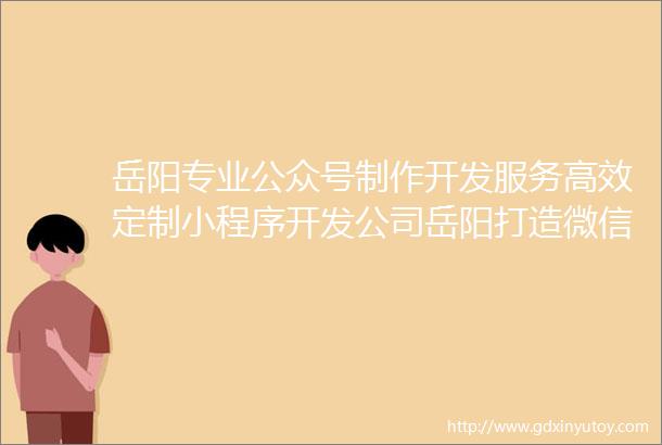 岳阳专业公众号制作开发服务高效定制小程序开发公司岳阳打造微信公众号网站定制开发