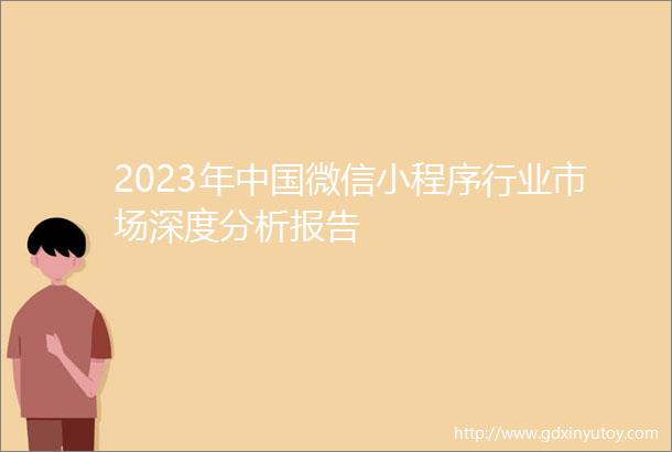 2023年中国微信小程序行业市场深度分析报告