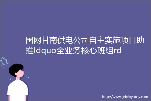 国网甘南供电公司自主实施项目助推ldquo全业务核心班组rdquo建设
