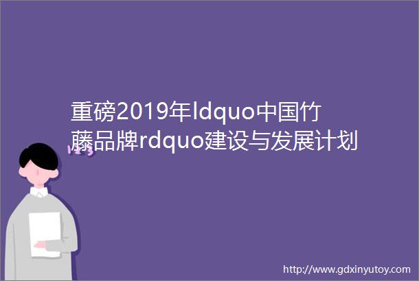 重磅2019年ldquo中国竹藤品牌rdquo建设与发展计划出炉